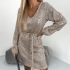 Kép 1/2 - TIA strasszos beige alkalmi ruha