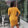 Kép 4/4 - MOLLY mustár színű pamut ruha 