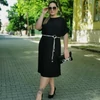 Kép 3/3 - PLUS SIZE fekete ruha övvel