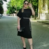 Kép 1/3 - PLUS SIZE fekete ruha övvel