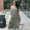 Kép 1/5 - KHAKI midi pamut ruha