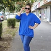 Kép 1/3 - VIA plus size királykék kapucnis tunika