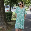 Kép 1/3 - Plus size zöld mintás ruha