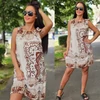 Kép 1/2 - BARBY AKCIÓS  pamut-len ruha/beige mintás