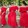 Kép 1/2 - PLUS SIZE spanyol vállas ruha/piros