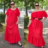 Kép 2/2 - PLUS SIZE spanyol vállas ruha/piros