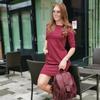 Kép 2/3 - POLLY bordó pamut ruha