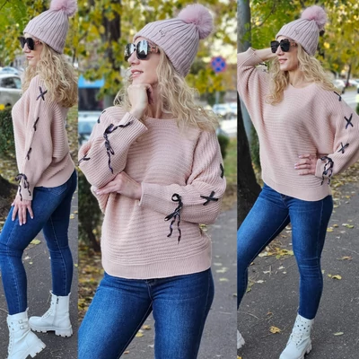 DENEVÉR ujjú kötött felső/tunika/púder DENEVÉR ujjú kötött felső/tunika/púder