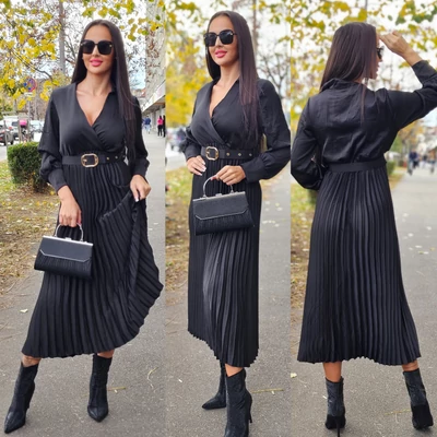 Pliszírozott ingruha/ övvel