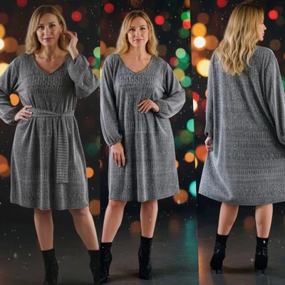 NAGYMÉRETŰ ezüst megkötős alkalmi ruha