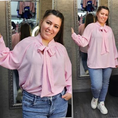 SUZY nagyméretű masnis ingtunika/rose