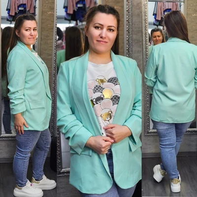SUZY plus size/ L-XL blézer/türkiz