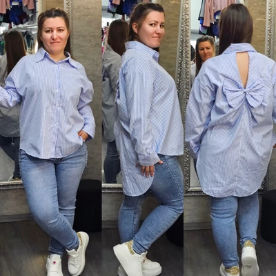 NAGYMÉRETŰ masnis hátú csíkos ingtunika