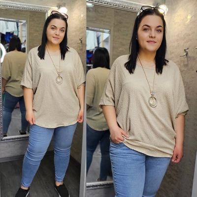 FRUZSY plus size tunika nyaklánccal/beige