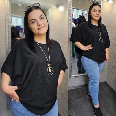 FRUZSY plus size tunika nyaklánccal/fekete