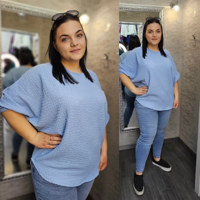 FRUZSY plus size tunika nyaklánccal/babakék