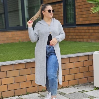 BEST nagyméretű szürke kötött kardigán