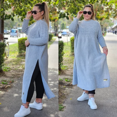 MAERY plus size kötött tunika/szürke