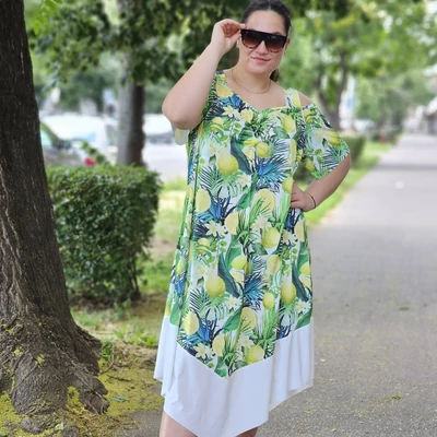EXTRA méretű hideg selyem ruha/Lemon