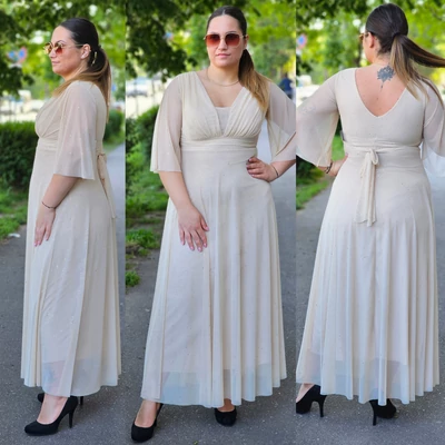 BEST alkalmi maxi ruha nagyméretű/ beige