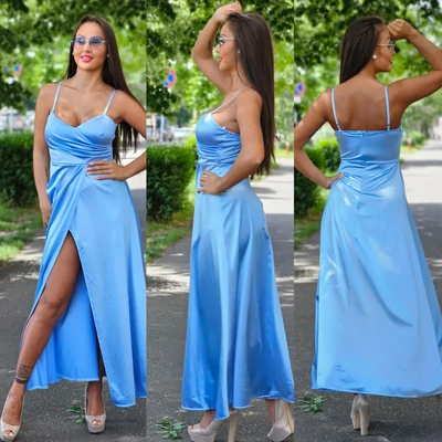 GLAMOUR pántos alkalmi ruha/babakék