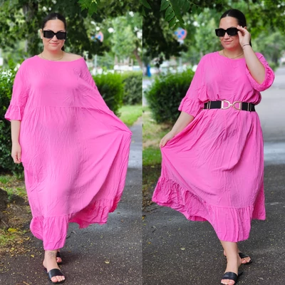 EXTRA méretű plus size maxi ruha/pink