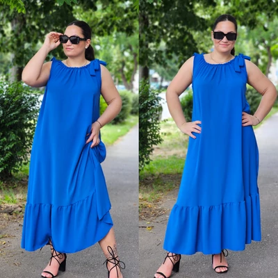 PLUS SIZE ujjatlan nyári ruha/királykék