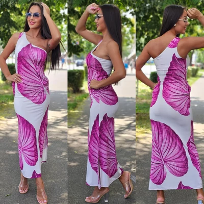 BARBY félvállas ruha/fuxia