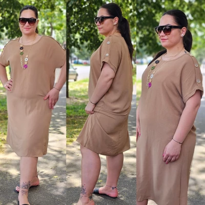 BEIGE nagyméretű ruha nyaklánccal