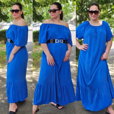 PLUS SIZE spanyol vállas ruha/királykék