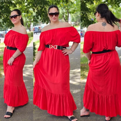 PLUS SIZE spanyol vállas ruha/piros