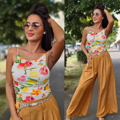 TROPICAL pamut top