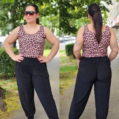 PLUS SIZE leopárd mintás pamut top/L-XL