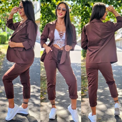BARBY blézer és nadrág szett/ csokoládé