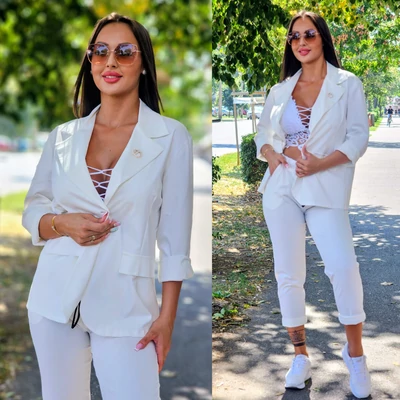 BARBY blézer és nadrág szett/ fehér