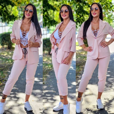 BARBY blézer és nadrág szett/ púder