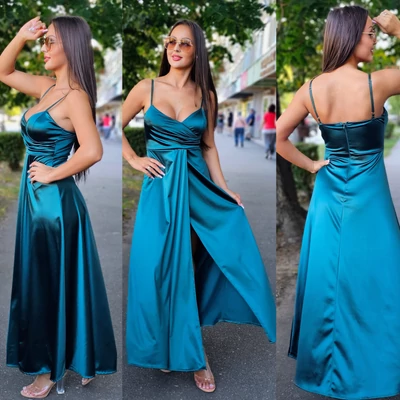 GLAMOUR pántos alkalmi ruha/smaragd