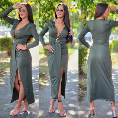 MISTIQUE hosszú ujjú ruha/khaki