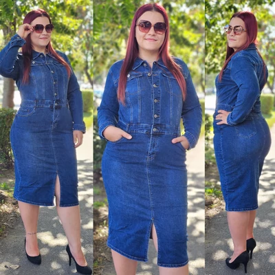 NAGYMÉRETŰ sötétkék farmer ruha/ 2XL-6XL NAGYMÉRETŰ sötétkék farmer ruha/ 2XL-6XL