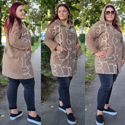 NAGYMÉRETŰ kapucnis kardigán/kabát/ beige