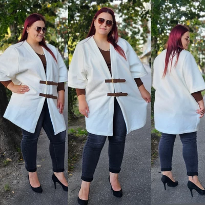 PLUS SIZE  akciós szövet kabát/ bolero/fehér PLUS SIZE  akciós szövet kabát/ bolero/fehér
