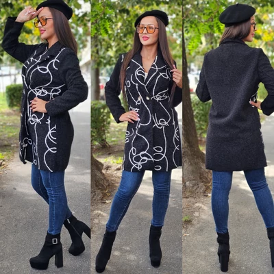 FEKETE-FEHÉR mintás kabát FEKETE-FEHÉR mintás kabát