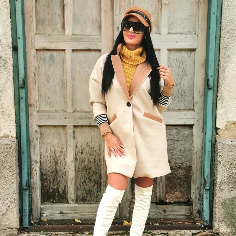 SHARON beige fashion kabát