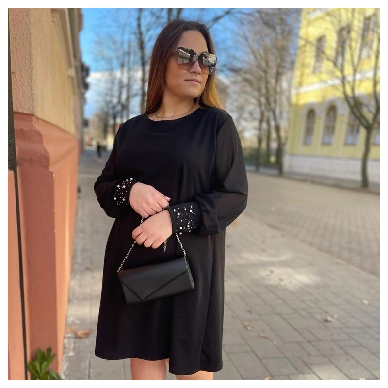 DIA plus size fekete ruha