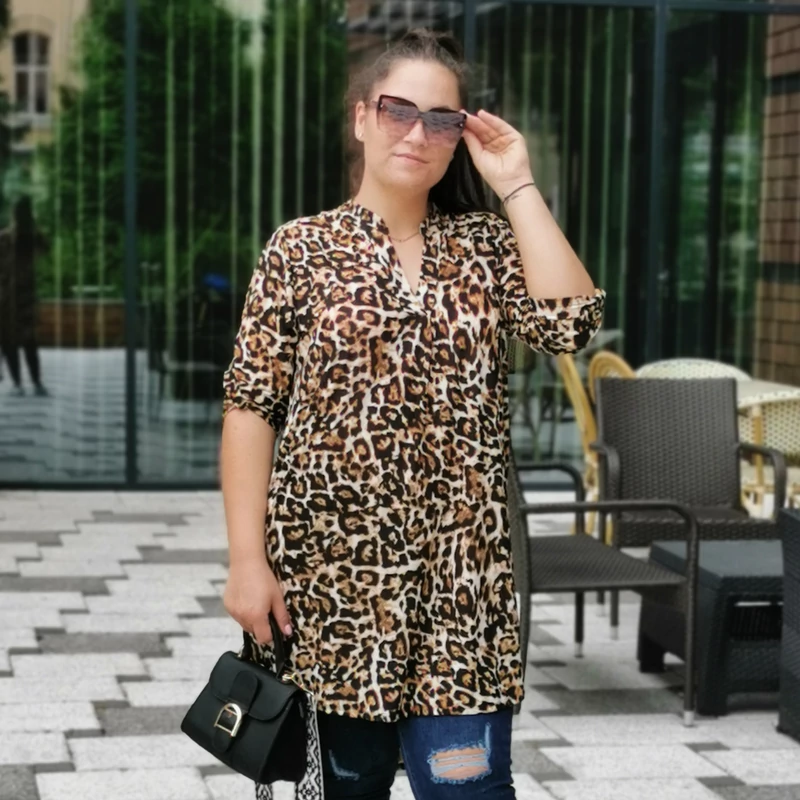 LEONA leopárd mintás nagyméretű tunika