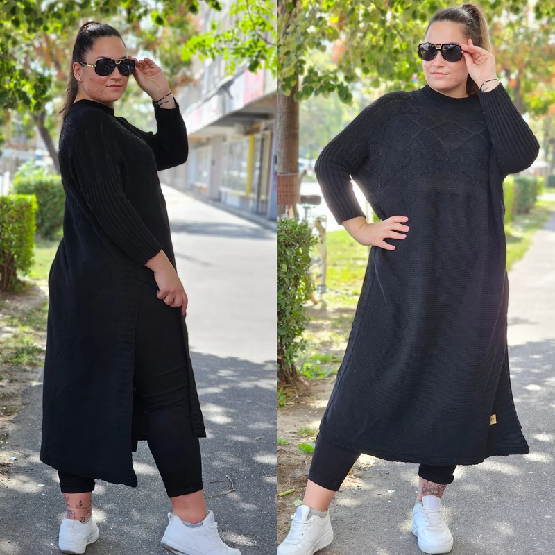 MAERY plus size kötött tunika/fekete