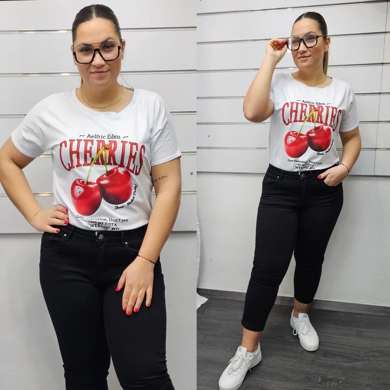 CHERRY pamut póló/L-XL