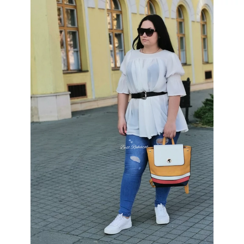 VERONA hófehér plus size tunika övvel együtt