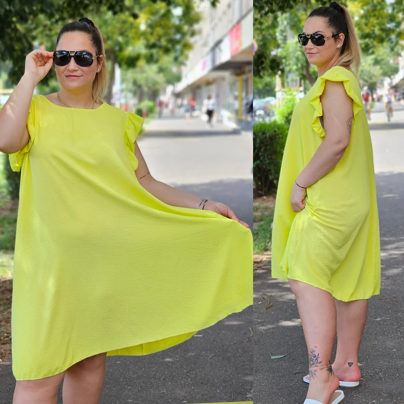 GINA sárga plus size ruha