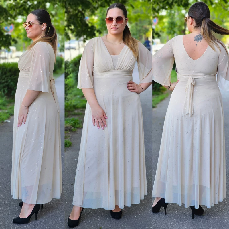 BEST alkalmi maxi ruha nagyméretű/ beige